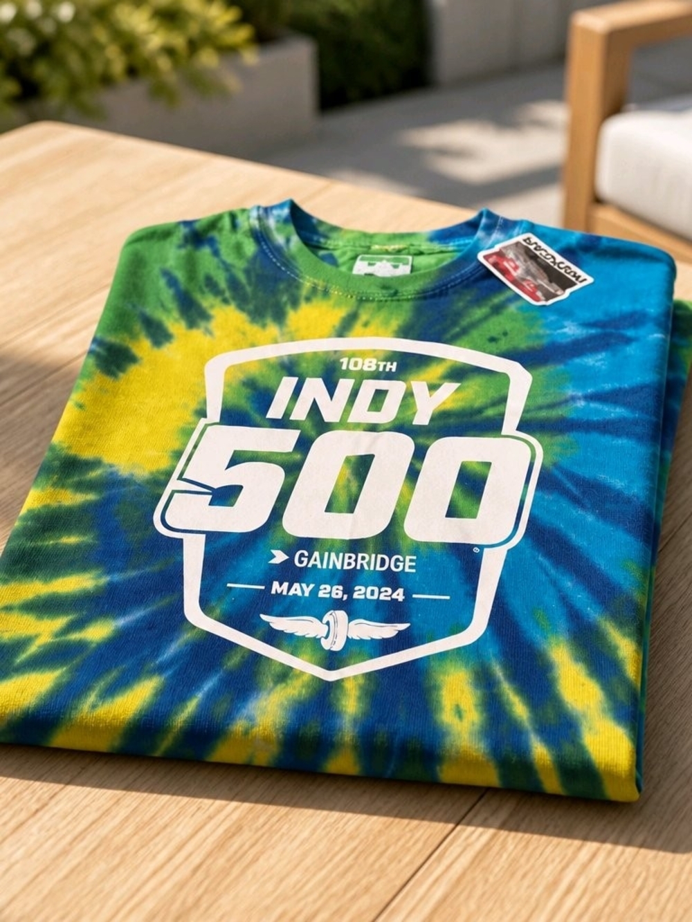 Indy 500 Tie-Dye Short Sleeve Tee - Blue & Yellow